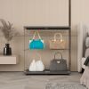 Two-door Glass Display Cabinet 2 Shelves with Door, Floor Standing Curio Bookshelf for Living Room Bedroom Office, 35.35' x 31.69'x 14.37', Black