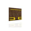 Manhattan Comfort Plaza 64.25 Modern Floating Wall Entertainment Center with Display Shelves in Rustic Brown and Yellow