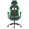 Gaming Chair with Footrest Black and Green Faux Leather