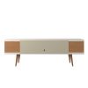 Manhattan Comfort Utopia 70.47" TV Stand with Splayed Wooden Legs and 4 Shelves in Off White and Maple Cream