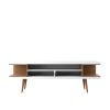Manhattan Comfort Utopia 70.47" TV Stand with Splayed Wooden Legs and 4 Shelves in White Gloss and Maple Cream