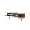 Manhattan Comfort Utopia 70.47" TV Stand with Splayed Wooden Legs and 4 Shelves in Off White and Maple Cream