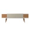 Manhattan Comfort Utopia 70.47" TV Stand with Splayed Wooden Legs and 4 Shelves in White Gloss and Maple Cream