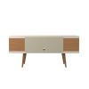 Manhattan Comfort Utopia 53.14" TV Stand with Splayed Wooden Legs and 4 Shelves in Off White and Maple Cream
