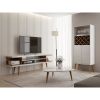 Manhattan Comfort Utopia 70.47" TV Stand with Splayed Wooden Legs and 4 Shelves in White Gloss and Maple Cream