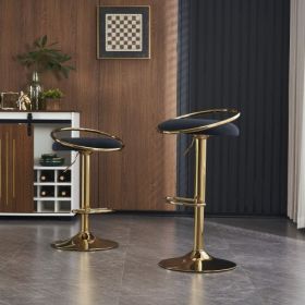 Bar Stools Set of 2 Counter Height Adjustable velvet Padded 360° Swivel Bar Chairs Modern Industrial Style Barstool for Home Kitchen Island(2PCS/CTN) (Color: Black)